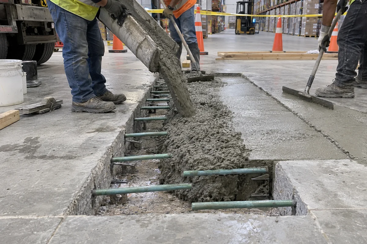 Commercial Concrete Repair active worksite overview in Welland and the Niagara Region, Ontario
