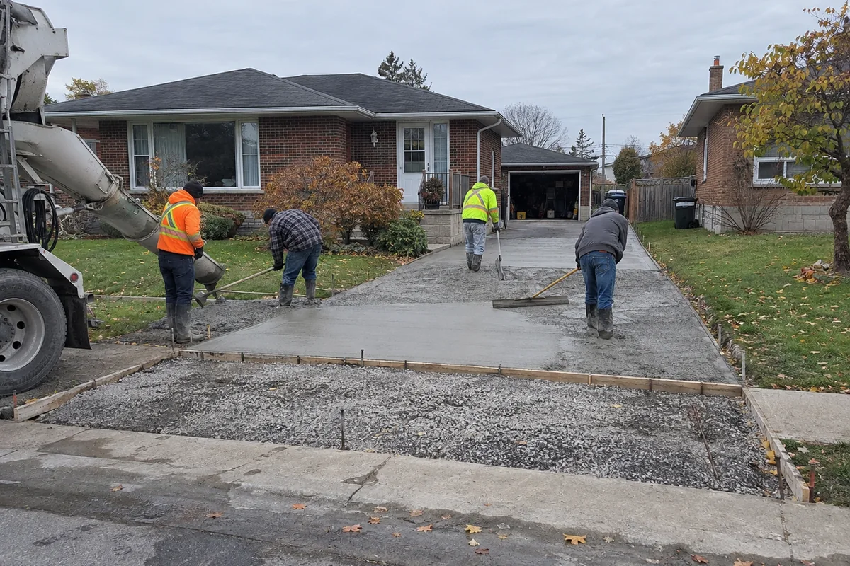 Concrete Driveways active worksite overview in Welland and the Niagara Region, Ontario