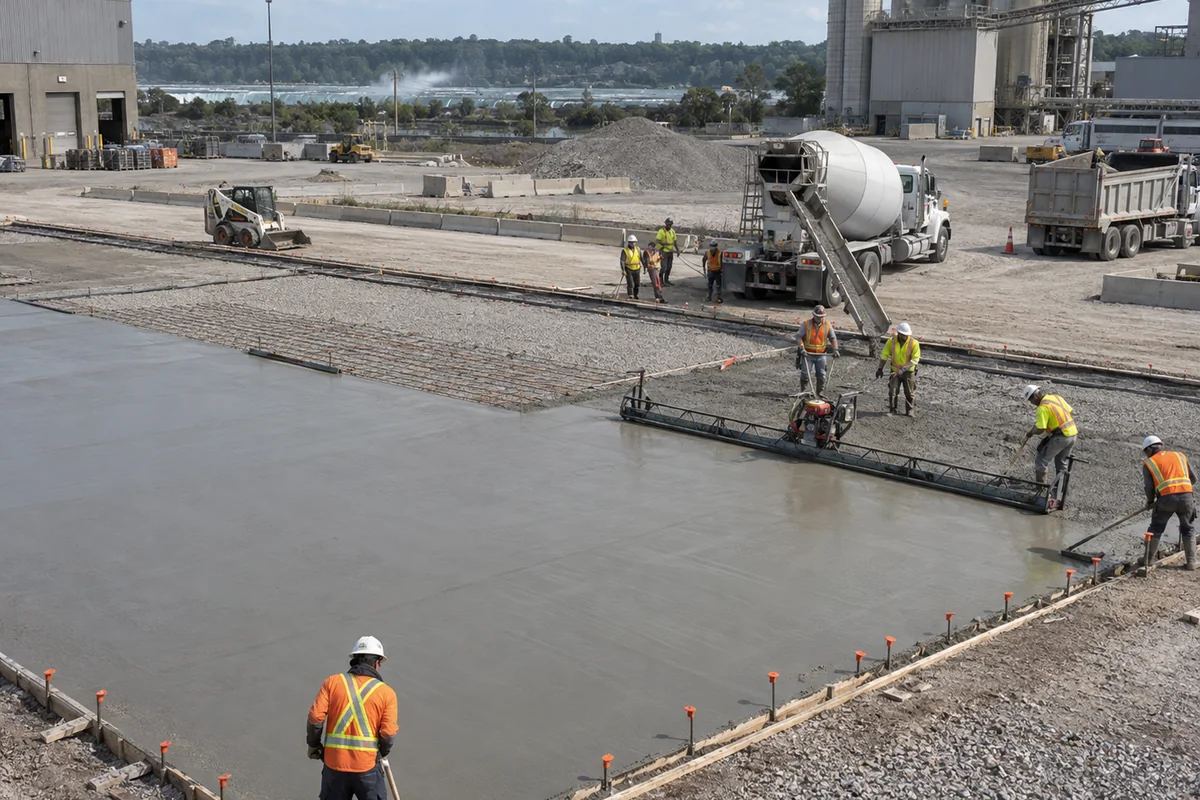 Concrete Parking Lots & Yards active worksite overview in Welland and the Niagara Region, Ontario