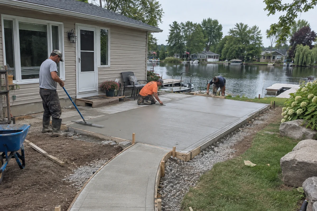 Concrete Patios & Walkways active worksite overview in Welland and the Niagara Region, Ontario