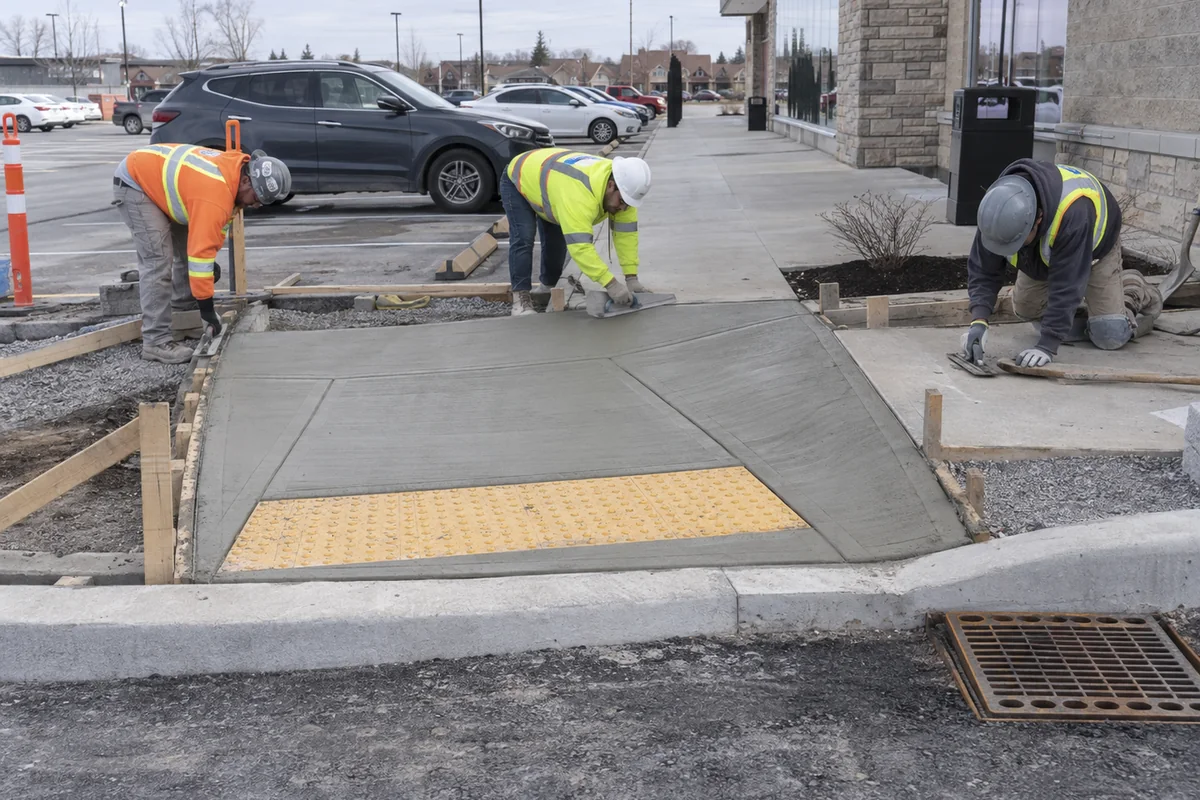 Curbs, Sidewalks & Accessibility Ramps active worksite overview in Welland and the Niagara Region, Ontario